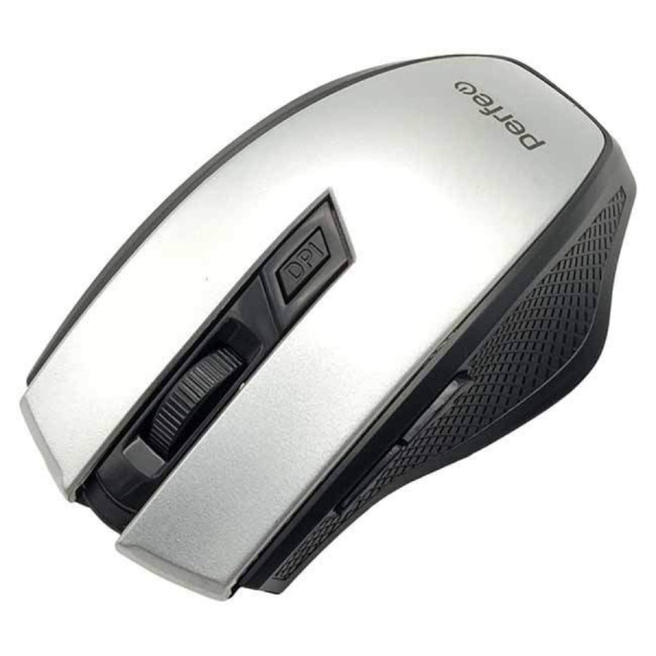 Мышь беспроводная Perfeo FLAIR (C3590) оптическая, 6кн., 800-1600dpi, USB серебро