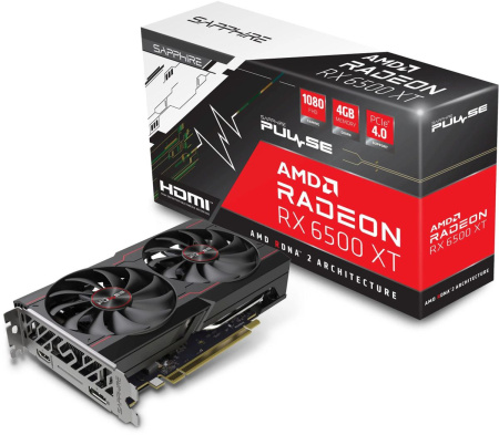 Видеокарта Radeon RX 6500XT Sapphire 4Гб PULSE GAMING OC GDDR6,64bit,HDMI,DP (11314-07-20G) ret