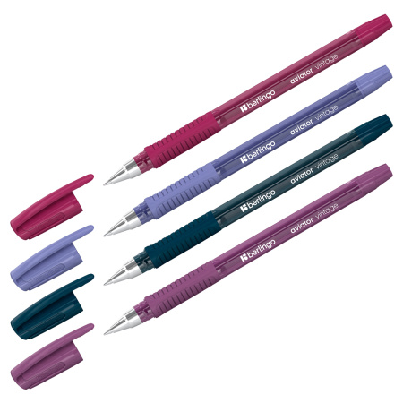 Ручка шариковая BERLINGO "Aviator Vintage" 0,7мм., грип. синяя (CBp_07513)