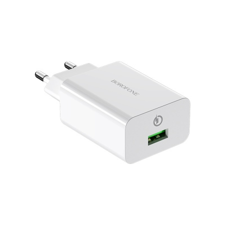 Зарядное_устройство - USB 18W+Кабель Micro USB BOROFONE BA21A белый Quick Charge 3.0 (6V-3.0A/9V-2.0A/12V-1.5A)