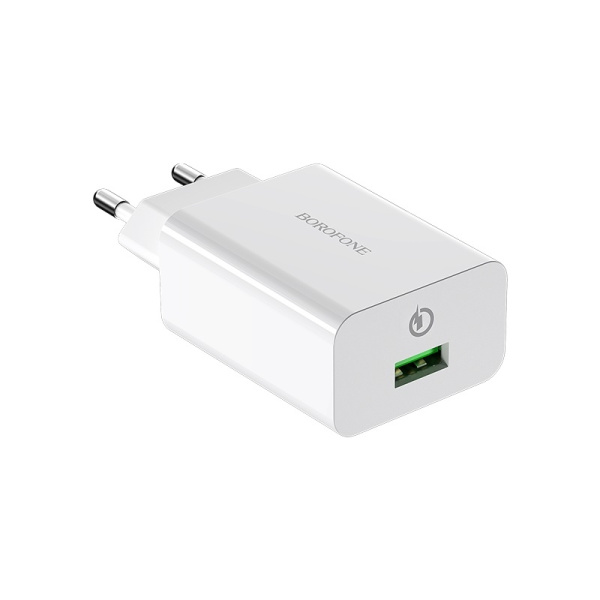 Зарядное_устройство - USB 18W + кабель Type-C BOROFONE BA21A белый Quick Charge 3.0 (6V-3.0A/9V-2.0A/12V-1.5A)