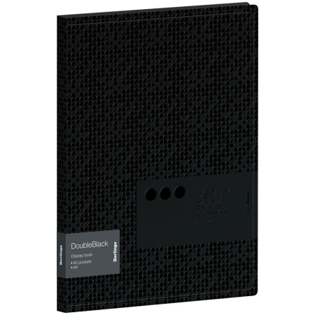 Папка с 40 вкл. BERLINGO "DoubleBlack" черная, с внутр. карманом (DB4_20701)