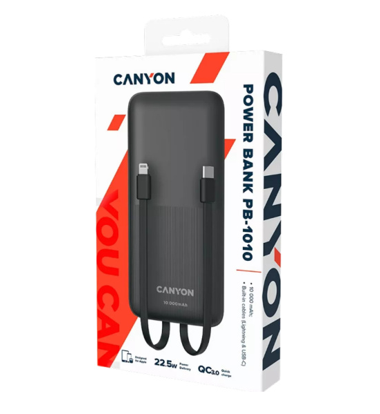 Аккумулятор внешний 10000_mAh CANYON PB-1010 черный