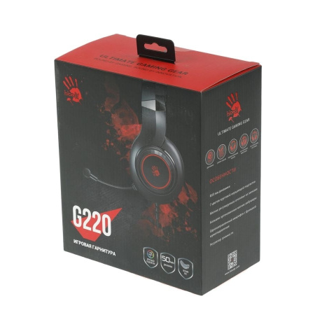 Игровая гарнитура A4Tech Bloody G220 мониторные кабель 2м, Black