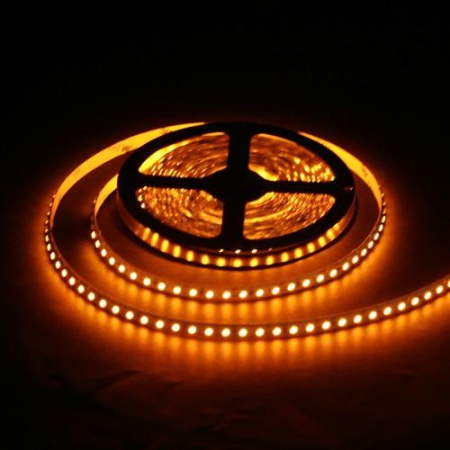 лента светодиодная 12в, 3528, 120шт/м, 9.6вт/м, желтый, IP68