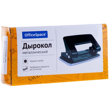 Дырокол OfficeSpace на 10 л, металлический, черный, P201BL_436