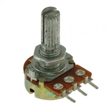 Потенциометр 16K1,  10кОм, 0.125вт, B (линейный), 20%, 300°, вал с насечкой (KC) 13мм