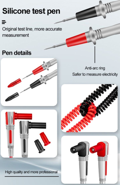 Щупы измерительные для мультиметра Aneng PT2010, 1000в, 20а, полиуретановые, остроконечные