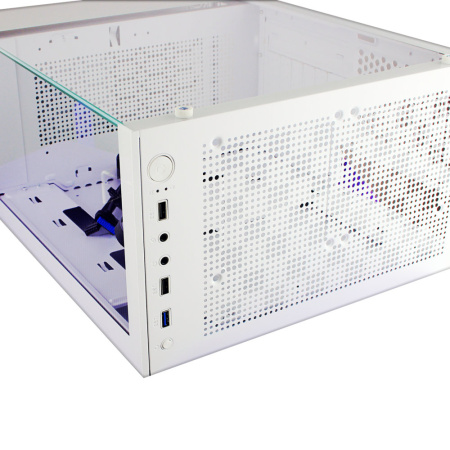 Корпус ATX Б_БП Ginzzu CL110 (USB3.0,Audio,белый,"стеклянный куб")
