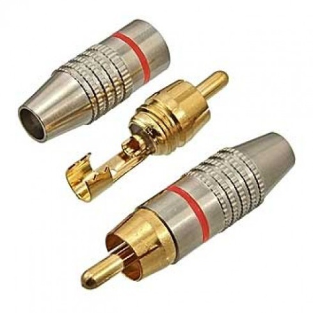 Разъем RCA, штекер, кабельный, металл, красный, SZC-0218 RP-213