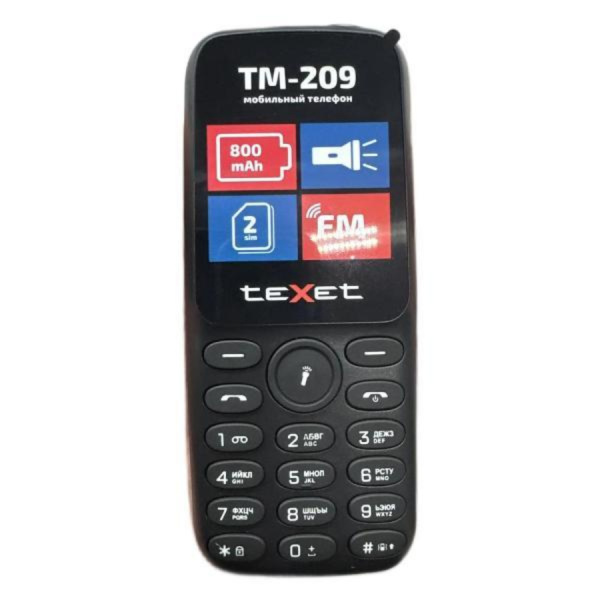 Сотовый Texet TM-209 Black 2sim/1.77"/160*120/microSD/32Mb/1800мАч/моноблок