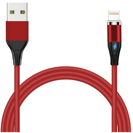 Кабель Lightning (m) - USB(m) Jet.A, 1м, тканевая оплетка, красный (JA-DC48)