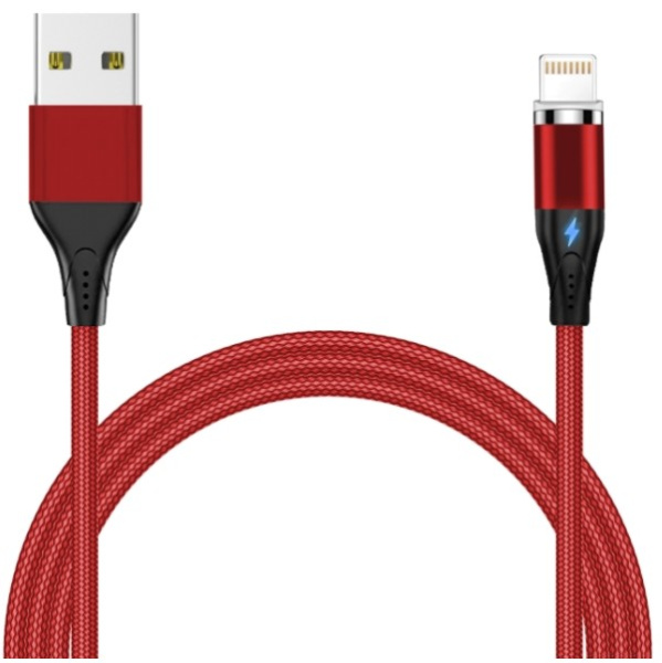 Кабель Lightning (m) - USB(m) Jet.A, 2м, тканевая оплетка, красный (JA-DC48)