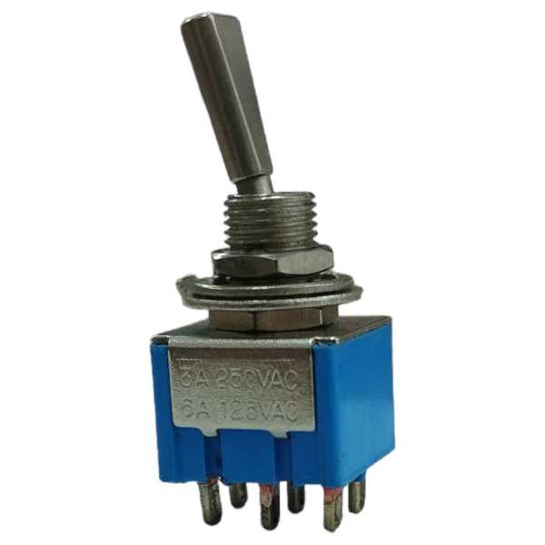 Переключатель тумблерный ON-OFF-ON, DPDT, 13.2*12.7мм М6, AC 250в, 3а, MTS-203-F1