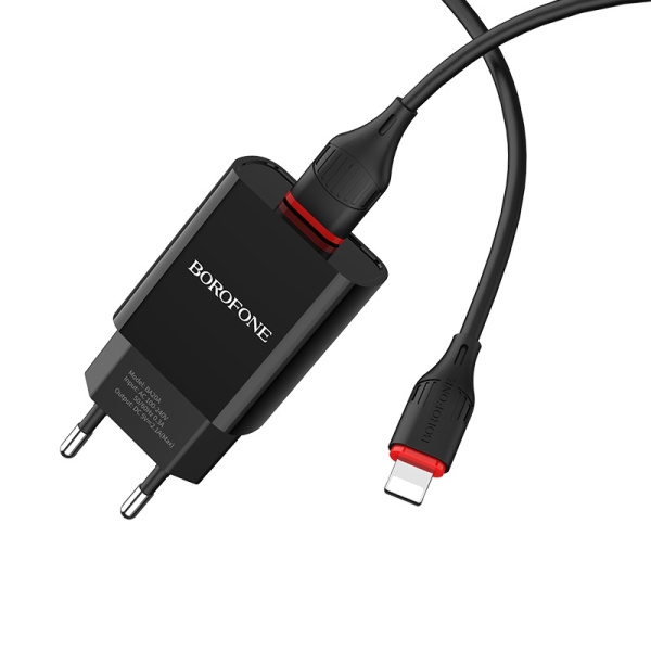 Зарядное_устройство - USB_2.1A + кабель Type-C BOROFONE BA20A черный