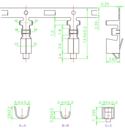 Клемма разъема VH3.96 (PHU2), гнездо на 22AWG..18AWG