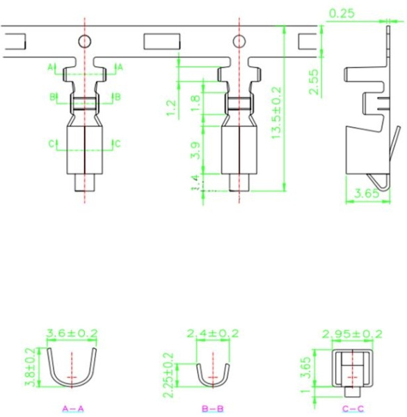 Клемма разъема VH3.96 (PHU2), гнездо на 22AWG..18AWG
