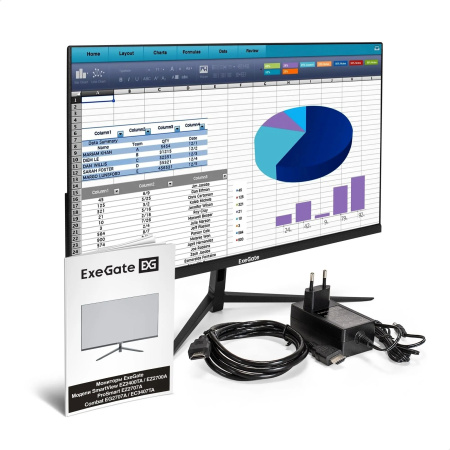 Монитор 23.8" ExeGate SmartView EZ2400TA (IPS LED Grade A+, FHD, 1920x1080@75Гц, 16:9, 250cd/m2, 1000:1, 178°/178°, 5ms, D-Sub, HDMI, DisplayPort, Aud