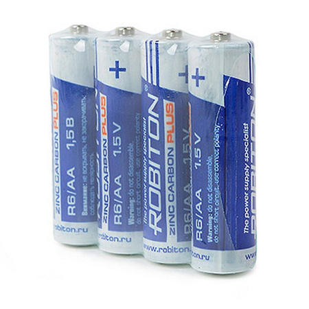 Батарейка AA(R6) ROBITON PLUS запайка 4шт./1,5В. солевые