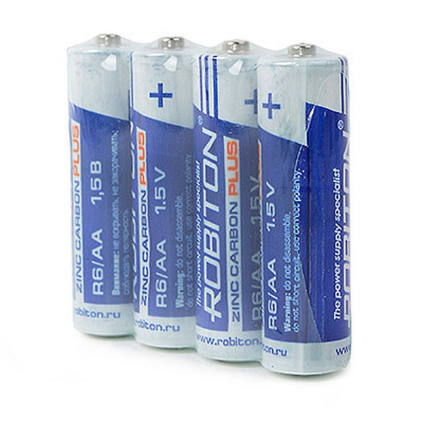 Батарейка AA(R6) ROBITON PLUS запайка 4шт./1,5В. солевые