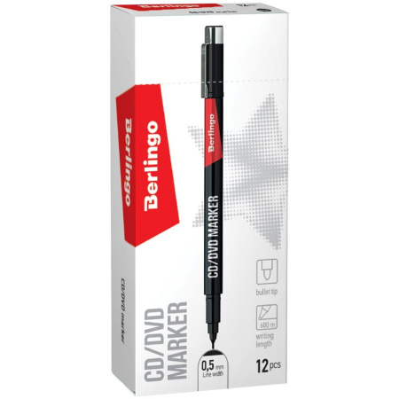 Маркер для CD/DVD Berlingo "Multiline PE50", черный, 0,5мм (PM6434)