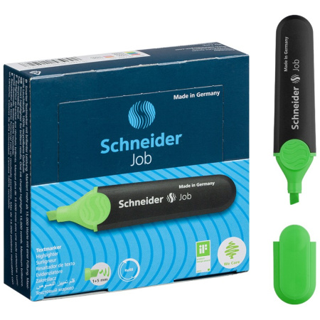 Маркер текстовыделитель SCHNEIDER "Job" зеленый, 1-5мм 1504