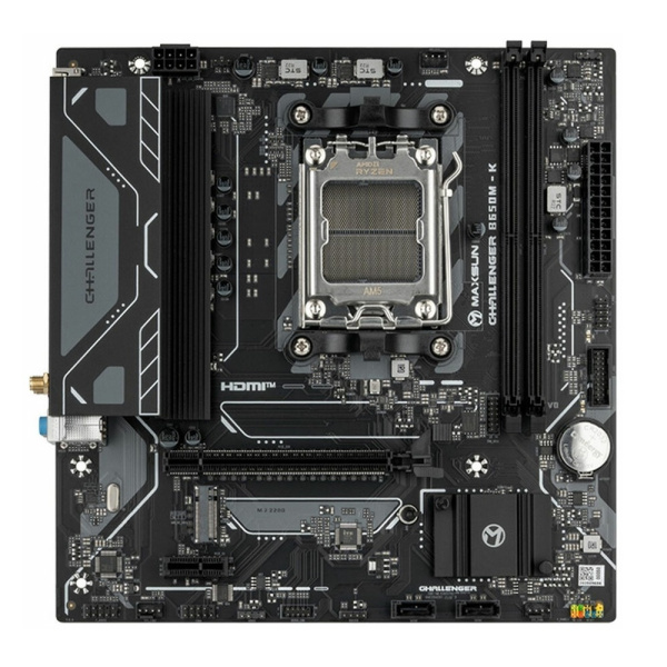Мат.плата SocAM5 AMD B650 Maxsun MS-Challenger B650M-K WIFI (mATX,2DDR5,M.2,PCI-E16,PCI-E,HDMI,PC6800,Wi-Fi 6,BT 5.2)