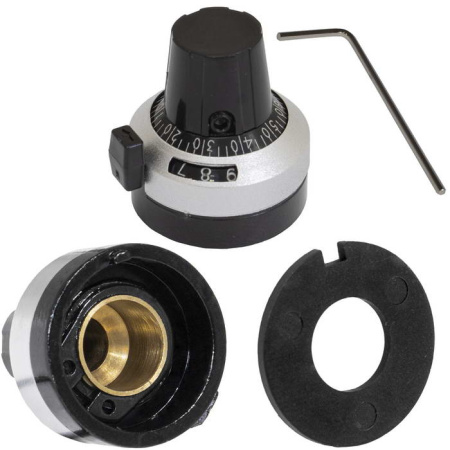 Ручка для потенциометра 24*22мм, черный, многооборотная, под вал гладкий (RE), RH3-6.35-22X24-01P