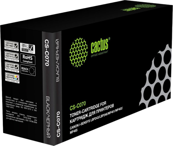 Картридж_лазерный Cactus CS-C070 070 для Canon i-SENSYS LBP243/LBP246/MF461/MF463/MF465 черный (3000 стр)