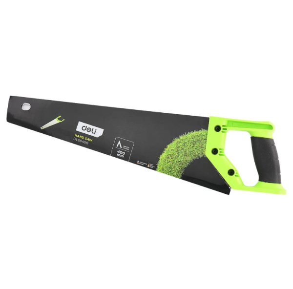 Ножовка по дереву Deli DL6840B  400мм, шлифовка зубцов с 3-х сторон, рукоять из двухкомпонентного противоударного пластика