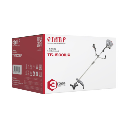 Триммер бензиновый Ставр ТБ-1500ШР 1500Вт, 2л.с, 42,7см3, прокос 380мм, 7500-9000 об/мин, штанга раз