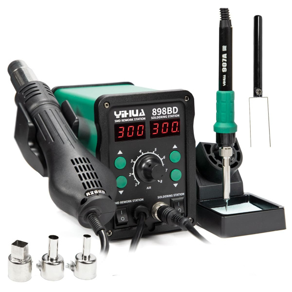 Паяльная станция Yihua 898BD, паяльник 200..480°С, фен турбинный 100..480°C, 700вт