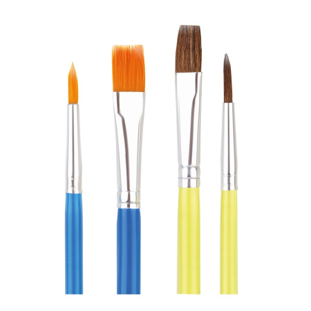 Набор кистей 4шт. ArtSpace Пони, круглая №5, плоская №9, Нейлон, круглая №4, плоская №9 (SB4_20378)