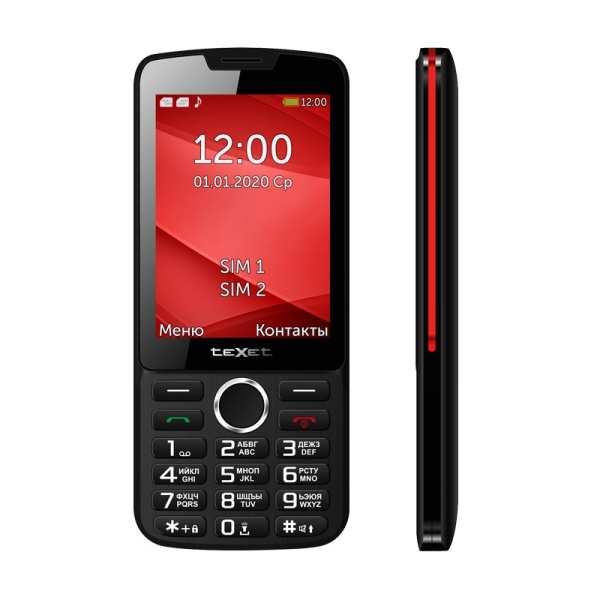 Сотовый Texet TM-308 Black-Red 2sim/3.2"/320*240/32Mb/microSD/Bt/1200мАч/моноблок