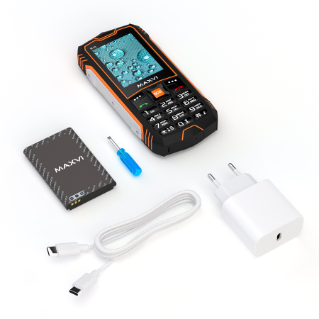 Сотовый Maxvi R10 Orange 2sim/2.4"/320*240/microSD/1.3МП/Bt/1800мАч/моноблок