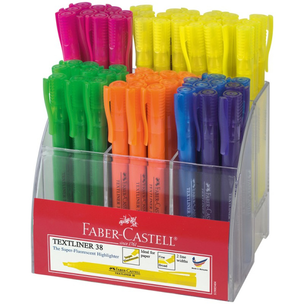 Маркер текстовыделитель Faber-Castell "38" ассорти, 1-5мм (158109)