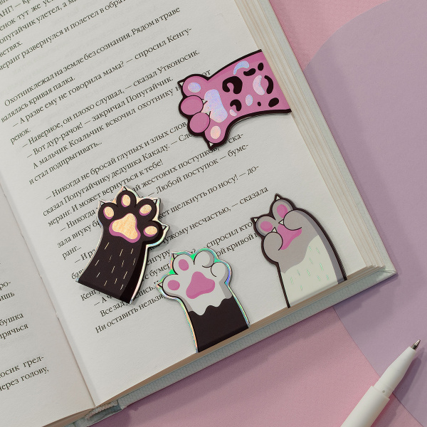 Закладки магнитные для книг MESHU "Paws" 4 шт (MS_58302)