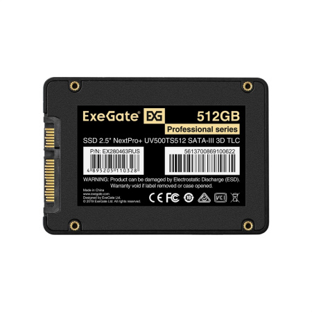 SSD-накопитель 512Гб ExeGate NextPro+ [UV500TS512](Silicon Motion SM2258,TLC,560/500 Мб/с)