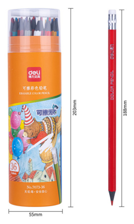 Карандаши 36цв. Deli пластик, тубус (7073-36)