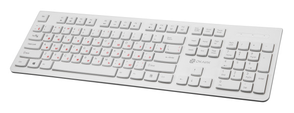 Клавиатура USB Oklick 505M slim, 104 клавиши, White