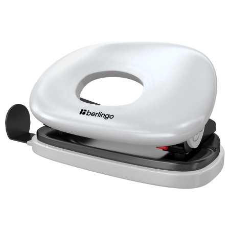 Дырокол BERLINGO "Round" 20л., пластиковый, белый (DDp_20101)
