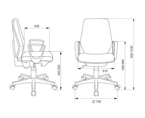 Кресло Бюрократ CH-545 черный 38-418 крестов. пластик CH-545/418-BLACK (1418126)