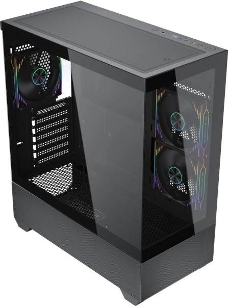 Корпус Accord ACC-EL1B TG черный без БП ATX 2xUSB2.0 1xUSB3.1 audio bott PSU