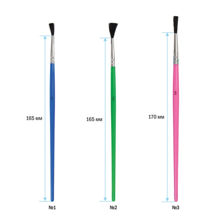 Набор кистей 3шт. ArtSpace синтетика, круглые, № 1,2, 3 (SB3_19282)
