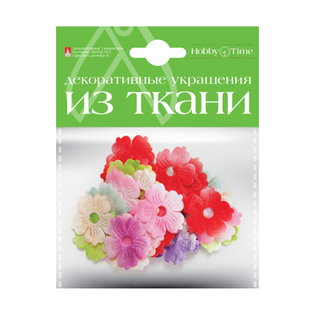 Декоративные украшения из ткани, набор №2, "Цветы" Hobby Time 2-164