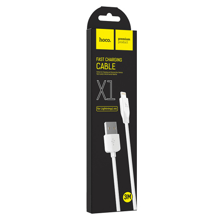 Кабель Lightning (m) - USB(m) HOCO X1, 2.0A, 3м, 2.4A, белый