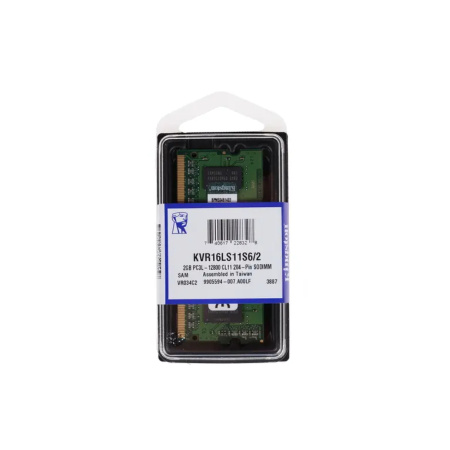 Оперативная память Kingston ValueRAM 2Gb DDR3L-1600 SO-DIMM (KVR16LS11S6/2)