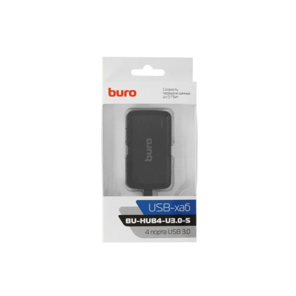 USB_Хаб 4xUSB_3.0 Buro BU-HUB4-U3.0-S черный