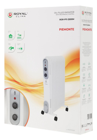 Масляный радиатор ROYAL Clima ROR- P11-2500M 2500Вт, 25кв.м, 11 секций, регул. темп., термостат
