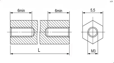 Стойка для платы шестигранник с резьбой M3 HTP-315 L=15mm нейлон